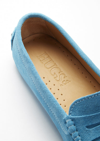 Hugs & Co Womens Penny Driving Loafers Turquoise Suede EU 36-42 - QHA UK