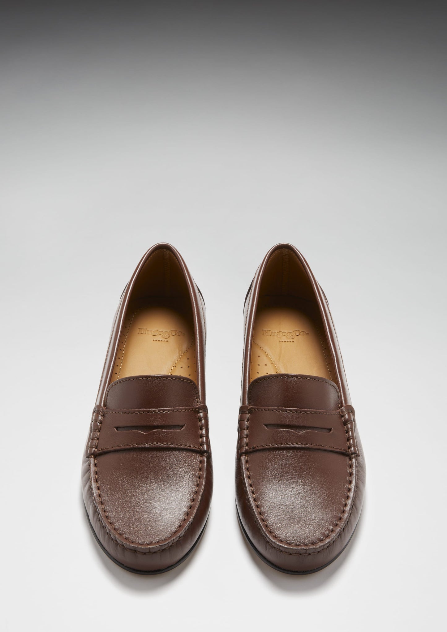 Hugs & Co Womens Penny Loafers Leather Sole Brown Leather EU 36-42 - Sole Detail - QHA UK