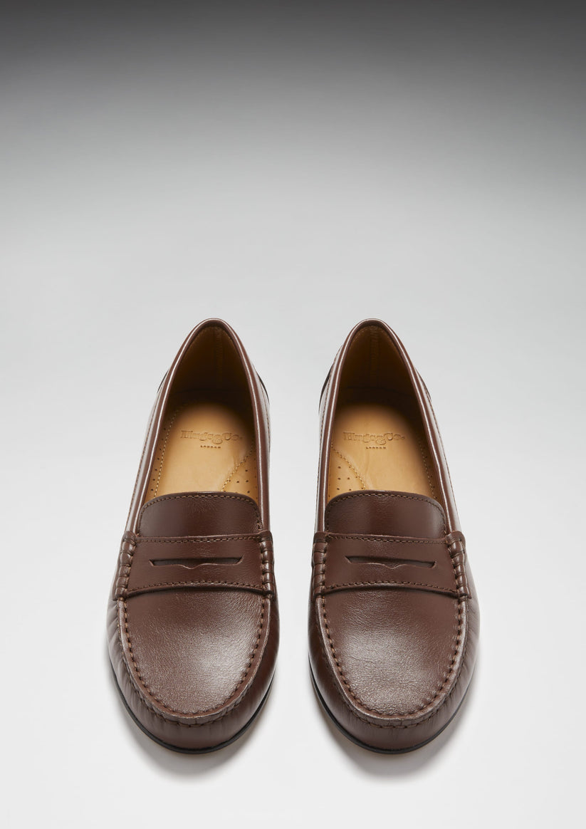 Hugs & Co Womens Penny Loafers Leather Sole Brown Leather EU 36-42 - Sole Detail - QHA UK
