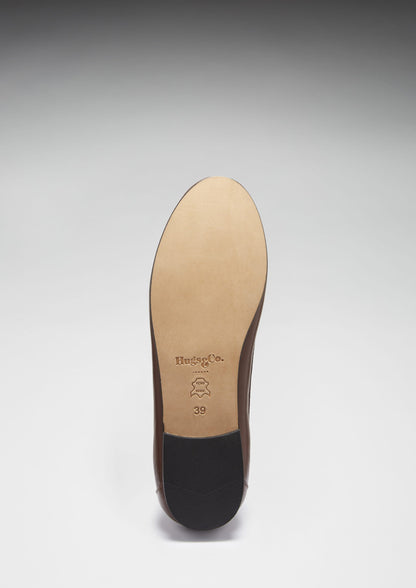 Hugs & Co Womens Penny Loafers Leather Sole Brown Leather EU 36-42 - Sole Detail - QHA UK