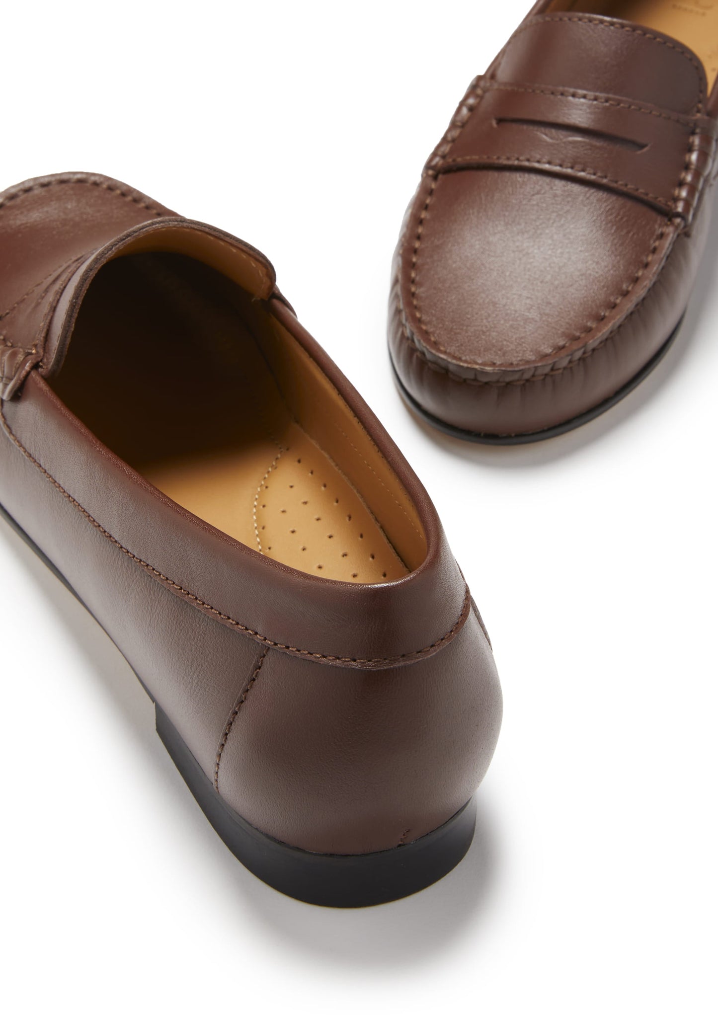 Hugs & Co Womens Penny Loafers Leather Sole Brown Leather EU 36-42 - Sole Detail - QHA UK