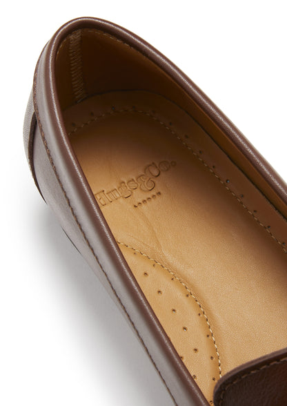 Hugs & Co Womens Penny Loafers Leather Sole Brown Leather EU 36-42 - Sole Detail - QHA UK