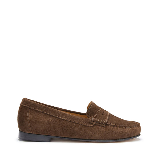 Hugs & Co Womens Penny Loafers Leather Sole Brown Suede EU 36-42 - QHA UK