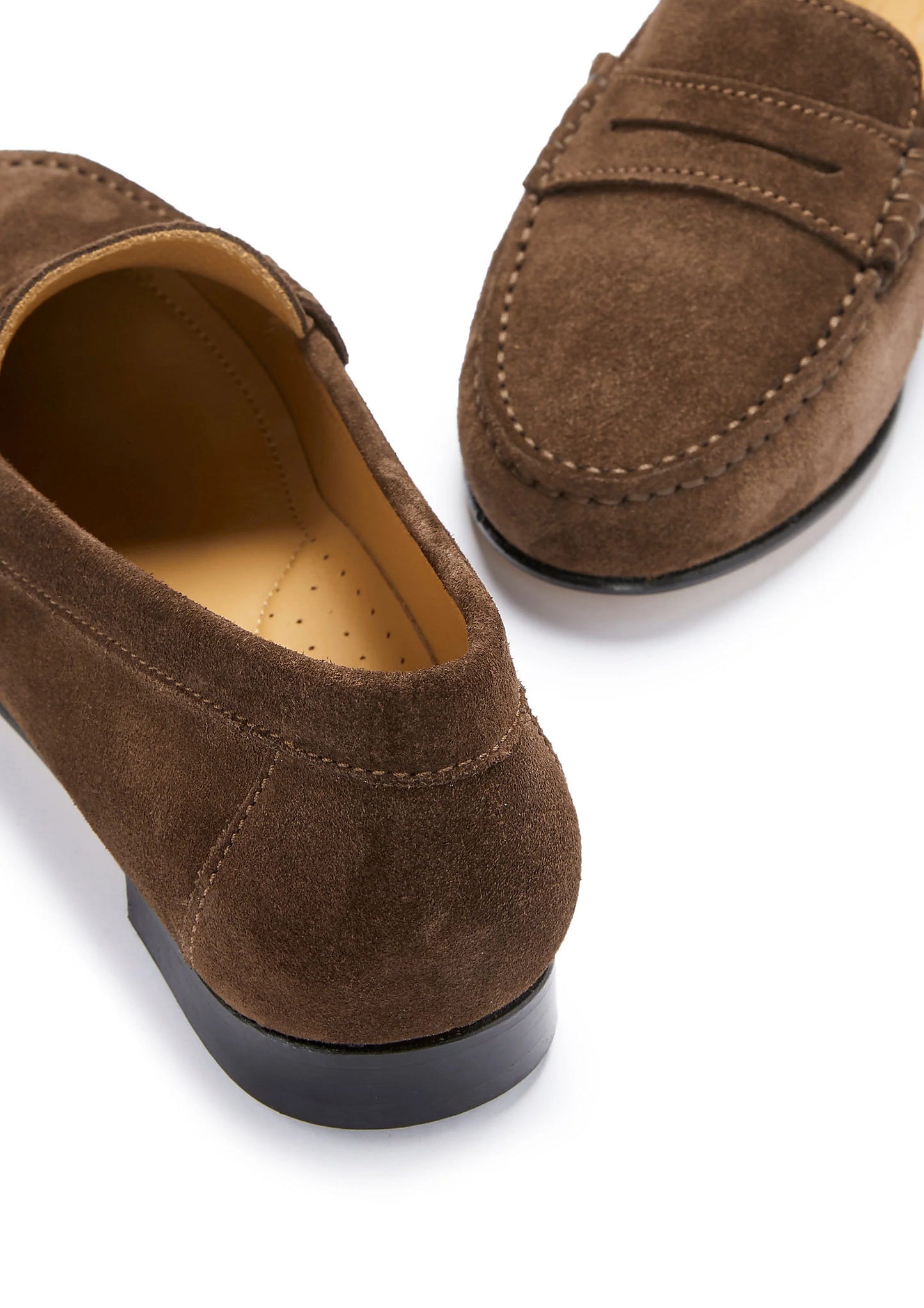 Hugs & Co Womens Penny Loafers Leather Sole Brown Suede EU 36-42 - Sole Detail - QHA UK