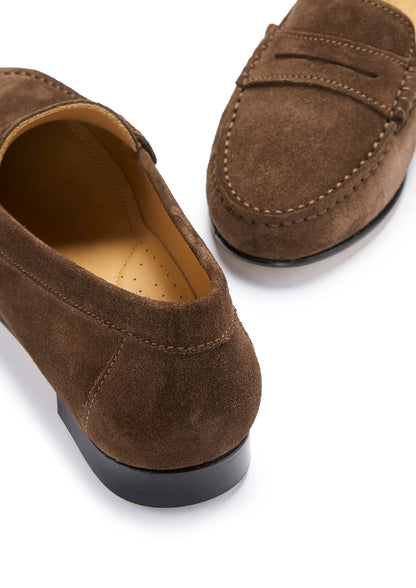 Hugs & Co Womens Penny Loafers Leather Sole Brown Suede EU 36-42 - Sole Detail - QHA UK