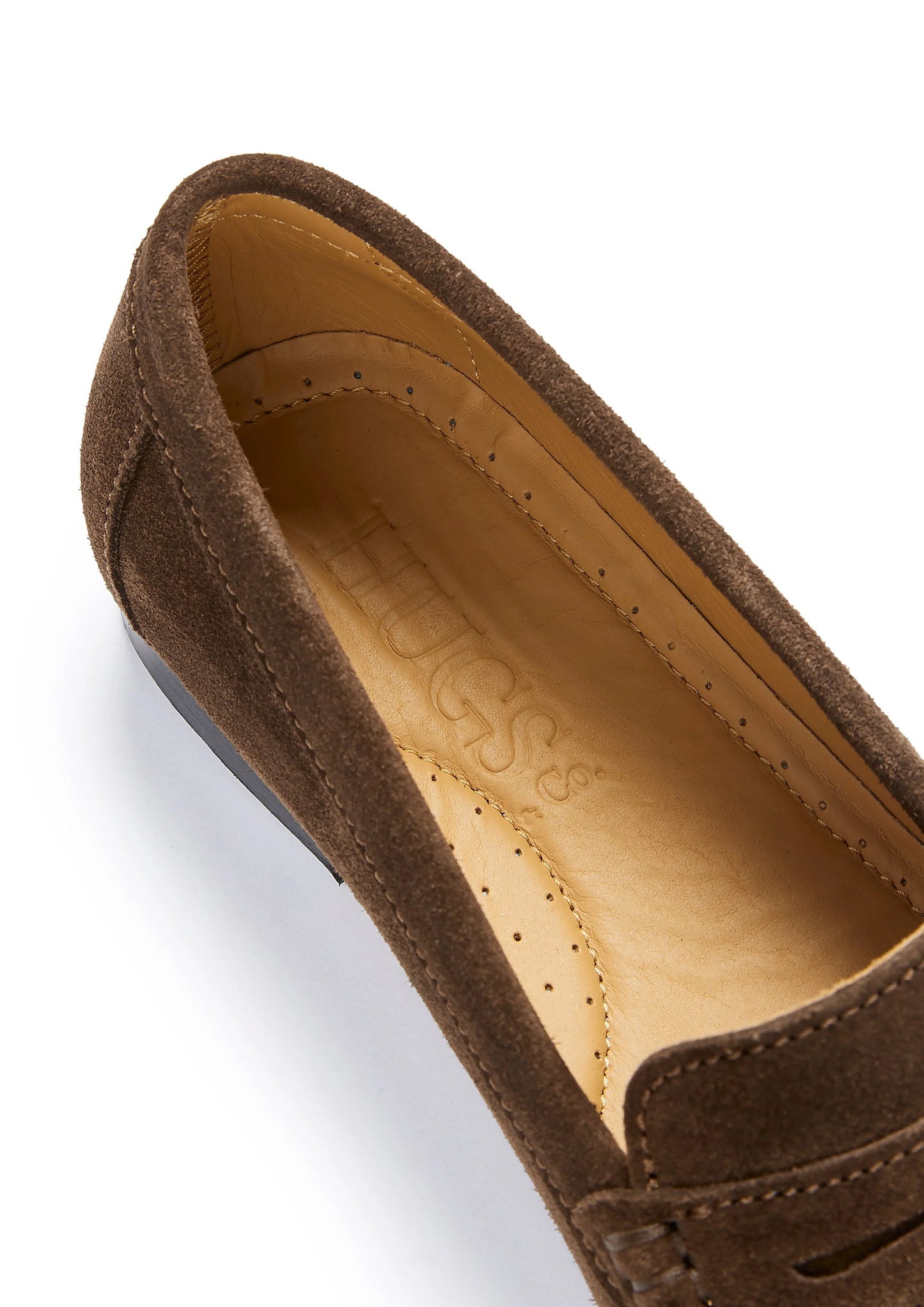 Hugs & Co Womens Penny Loafers Leather Sole Brown Suede EU 36-42 - Sole Detail - QHA UK