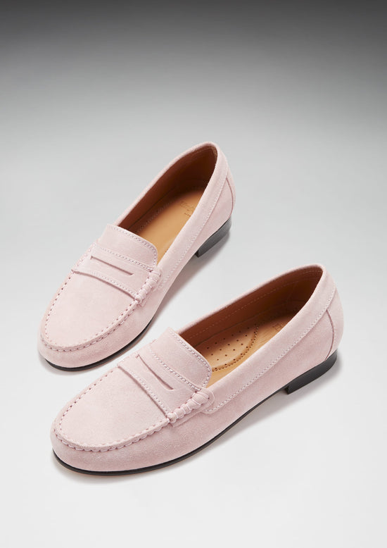 Hugs & Co Womens Penny Loafers Leather Sole Ice Pink Suede EU 36-42 - Sole Detail - QHA UK