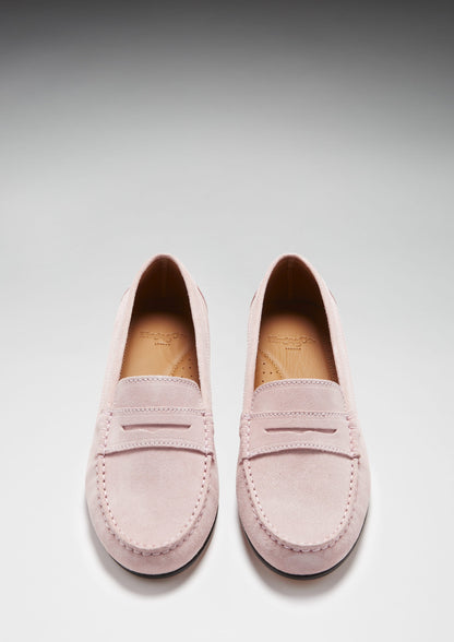 Hugs & Co Womens Penny Loafers Leather Sole Ice Pink Suede EU 36-42 - Sole Detail - QHA UK