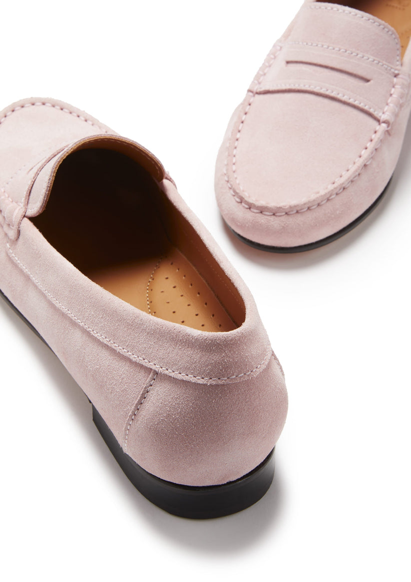 Hugs & Co Womens Penny Loafers Leather Sole Ice Pink Suede EU 36-42 - Sole Detail - QHA UK