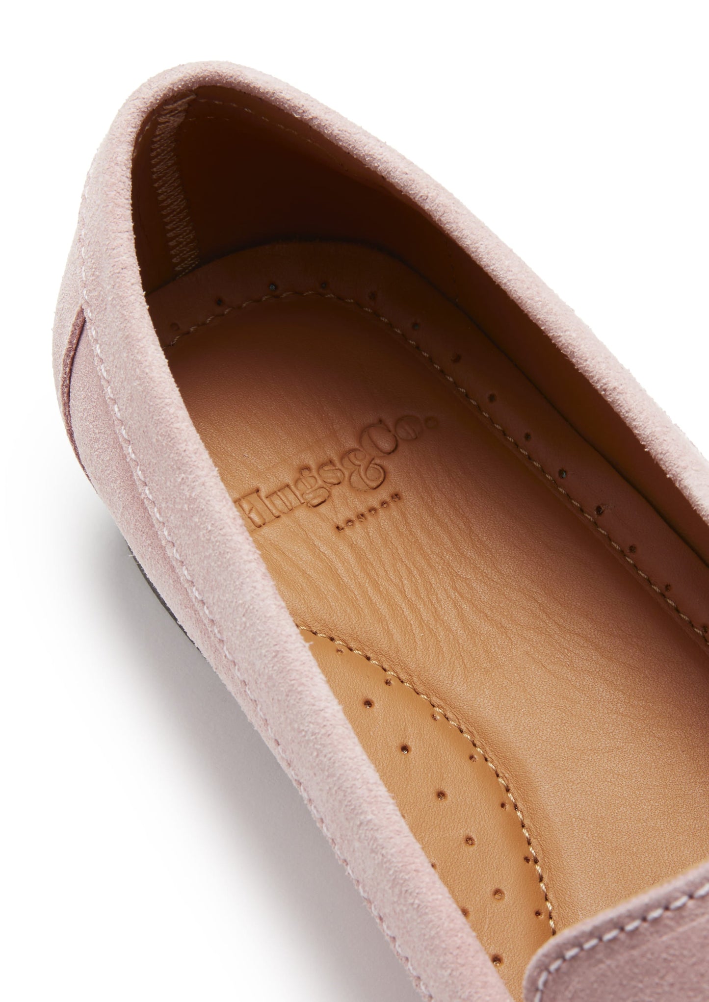 Hugs & Co Womens Penny Loafers Leather Sole Ice Pink Suede EU 36-42 - Sole Detail - QHA UK