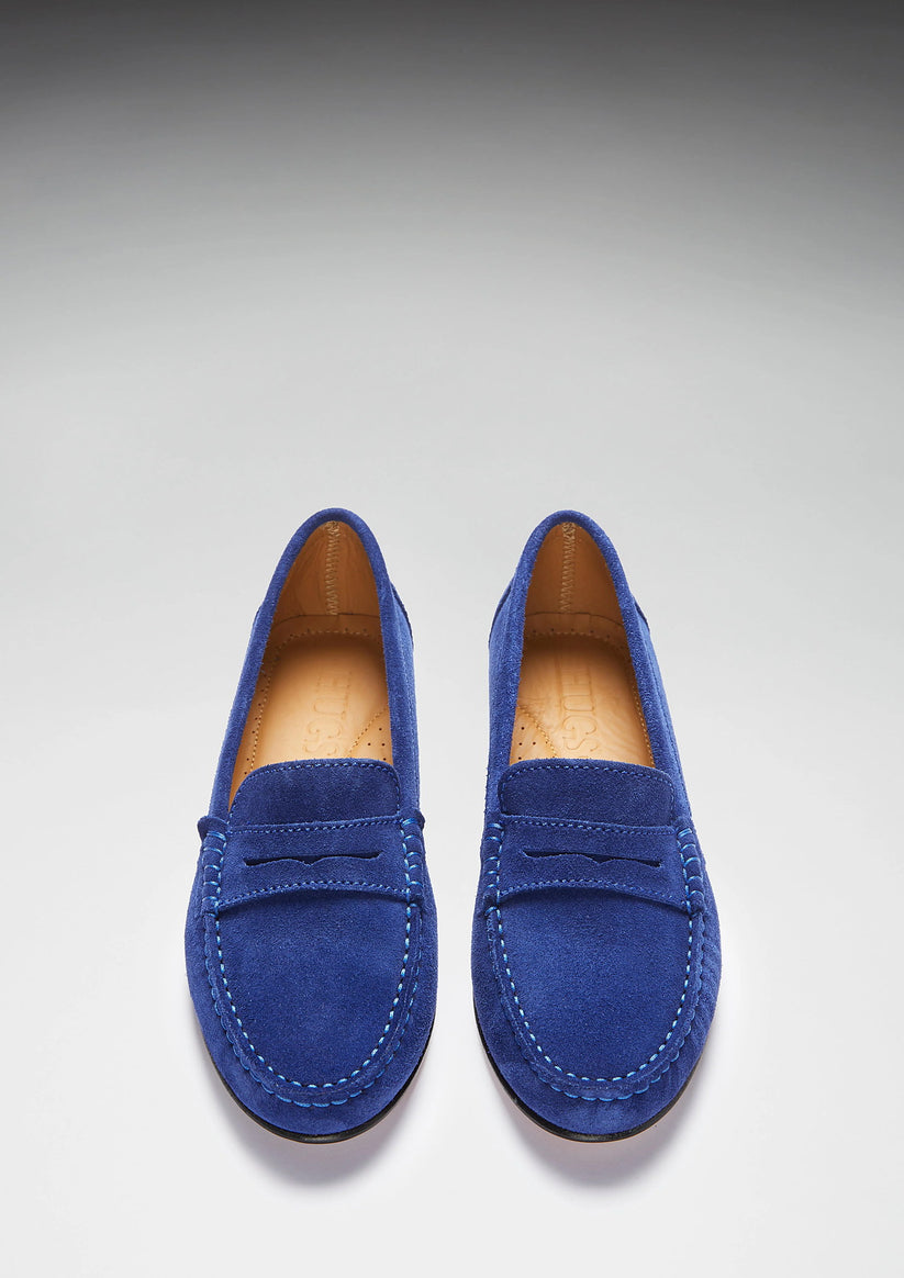 Hugs & Co Womens Penny Loafers Leather Sole Ink Blue Suede EU 36-42 - Sole Detail - QHA UK