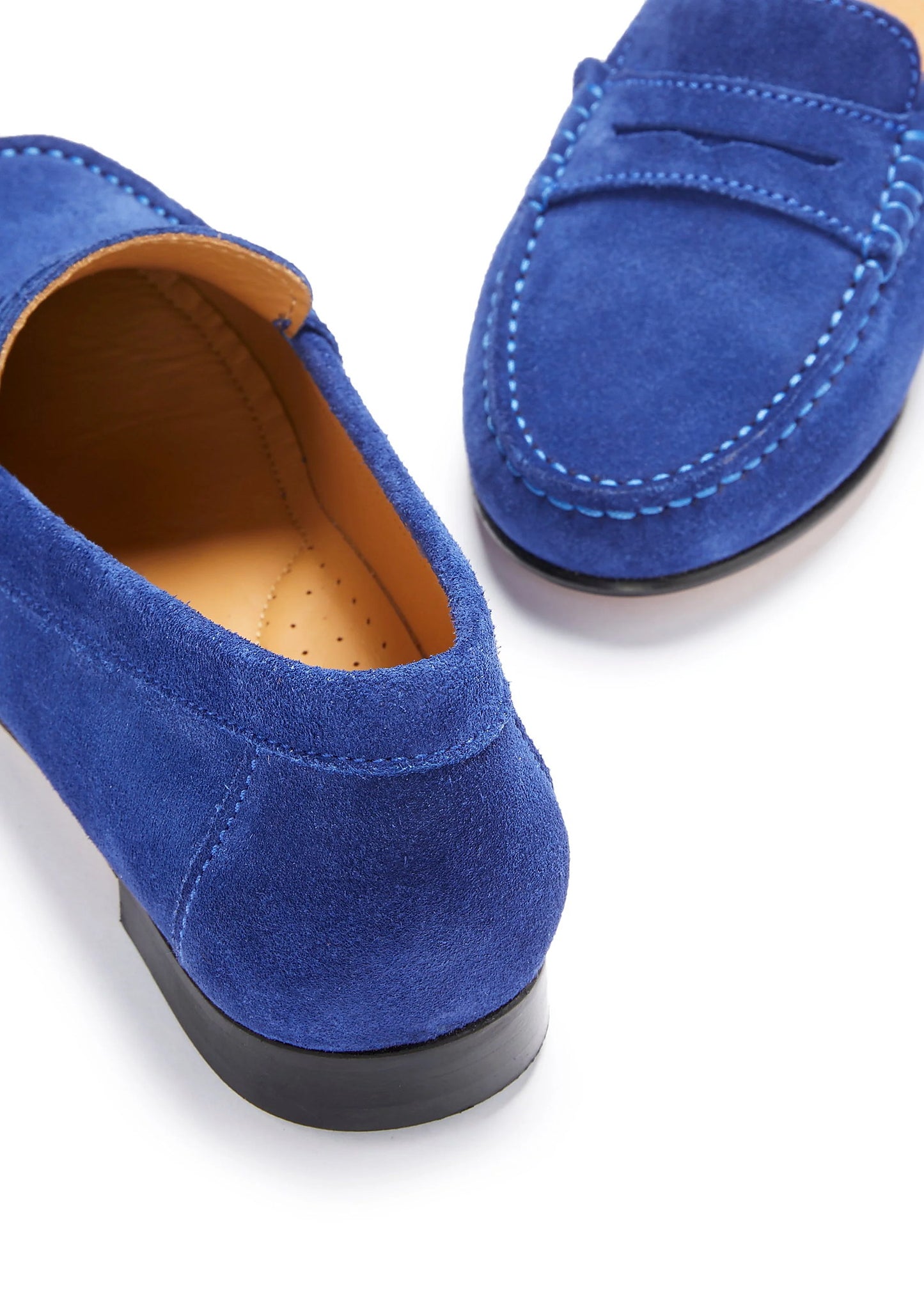 Hugs & Co Womens Penny Loafers Leather Sole Ink Blue Suede EU 36-42 - Sole Detail - QHA UK