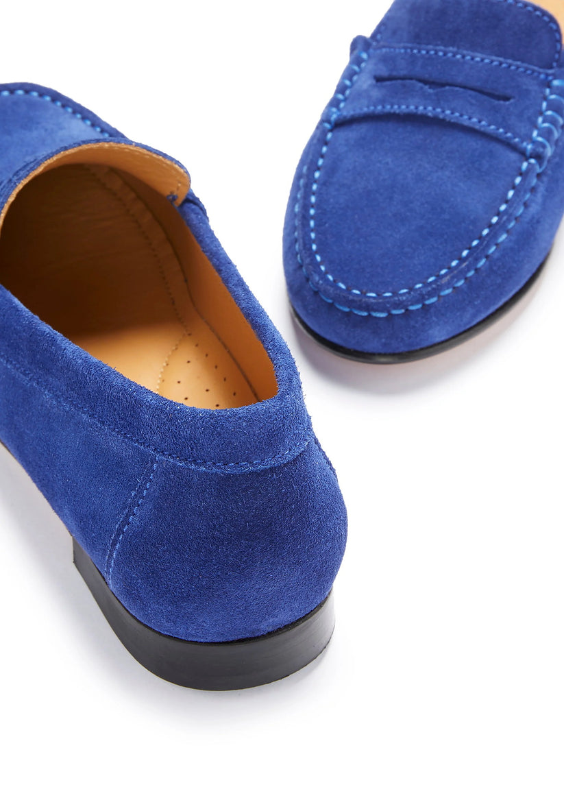 Hugs & Co Womens Penny Loafers Leather Sole Ink Blue Suede EU 36-42 - Sole Detail - QHA UK