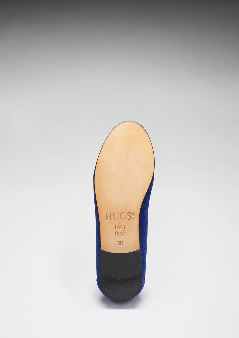 Hugs & Co Womens Penny Loafers Leather Sole Ink Blue Suede EU 36-42 - Sole Detail - QHA UK