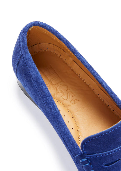 Hugs & Co Womens Penny Loafers Leather Sole Ink Blue Suede EU 36-42 - Sole Detail - QHA UK