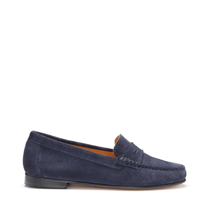 Hugs & Co Womens Penny Loafers Leather Sole Navy Blue Suede EU 36-42 - QHA UK