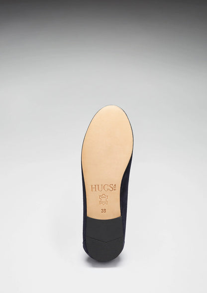 Hugs & Co Womens Penny Loafers Leather Sole Navy Blue Suede EU 36-42 - Sole Detail - QHA UK