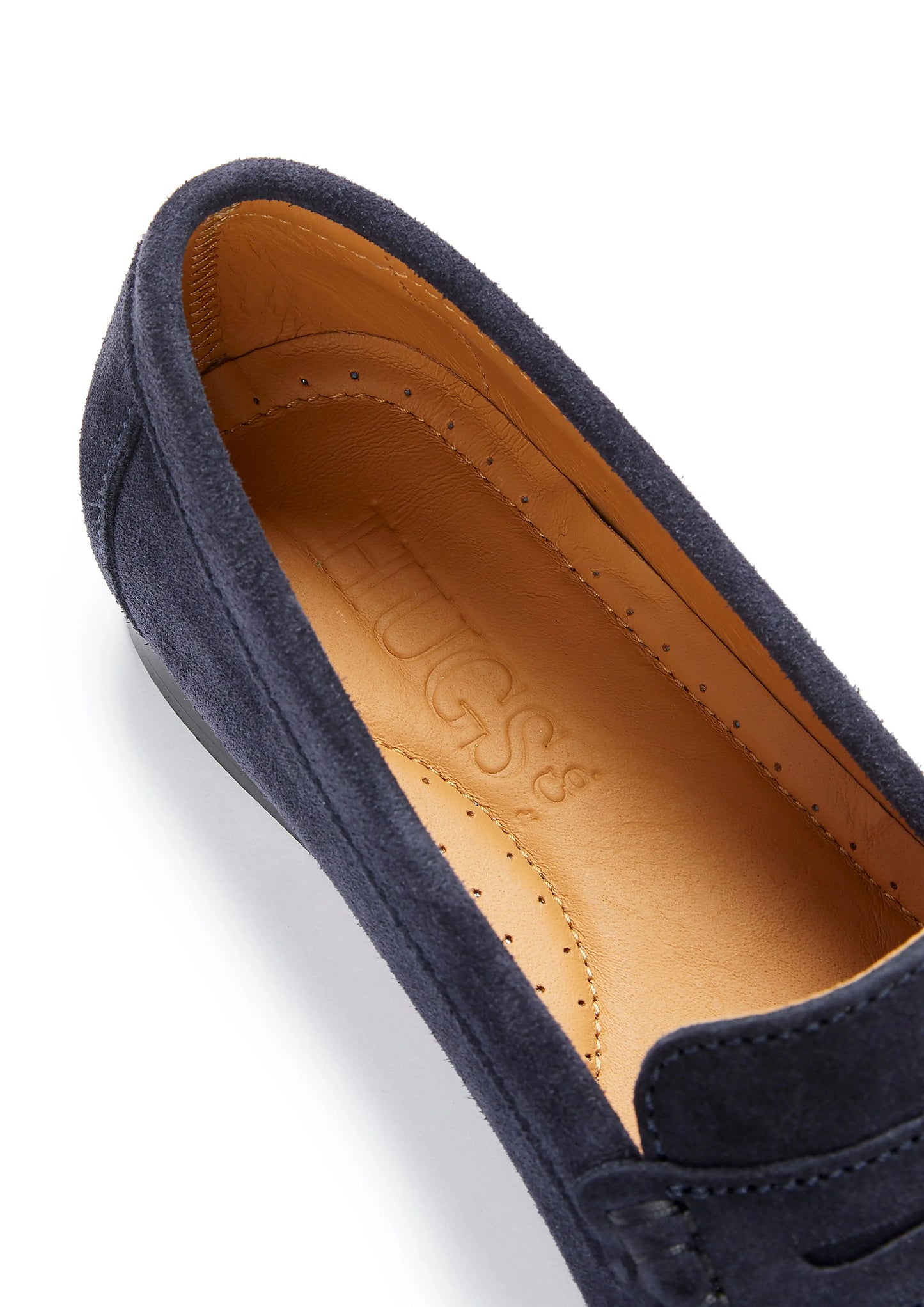 Hugs & Co Womens Penny Loafers Leather Sole Navy Blue Suede EU 36-42 - Sole Detail - QHA UK
