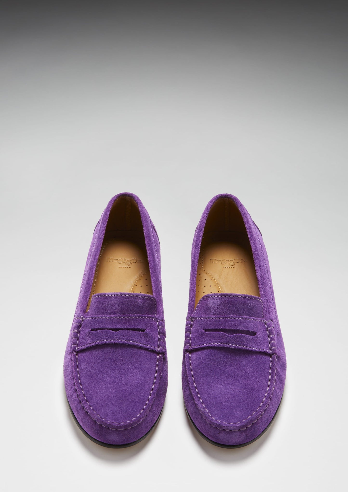 Hugs & Co Womens Penny Loafers Leather Sole Purple Suede EU 36-42 - Sole Detail - QHA UK
