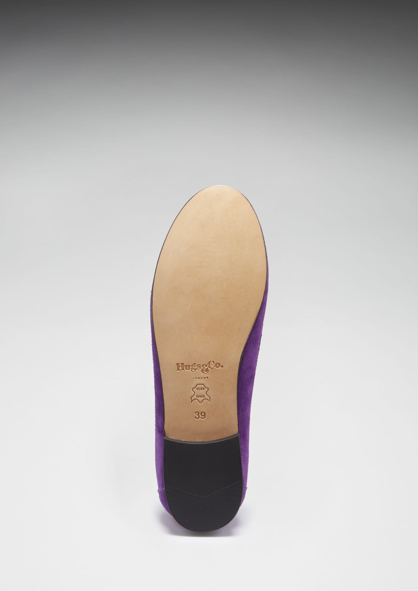 Hugs & Co Womens Penny Loafers Leather Sole Purple Suede EU 36-42 - Sole Detail - QHA UK
