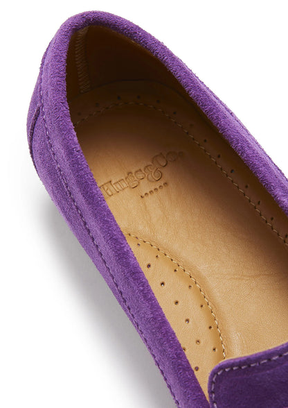 Hugs & Co Womens Penny Loafers Leather Sole Purple Suede EU 36-42 - Sole Detail - QHA UK