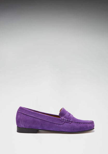 Hugs & Co Womens Penny Loafers Leather Sole Purple Suede EU 36-42 - Sole Detail - QHA UK