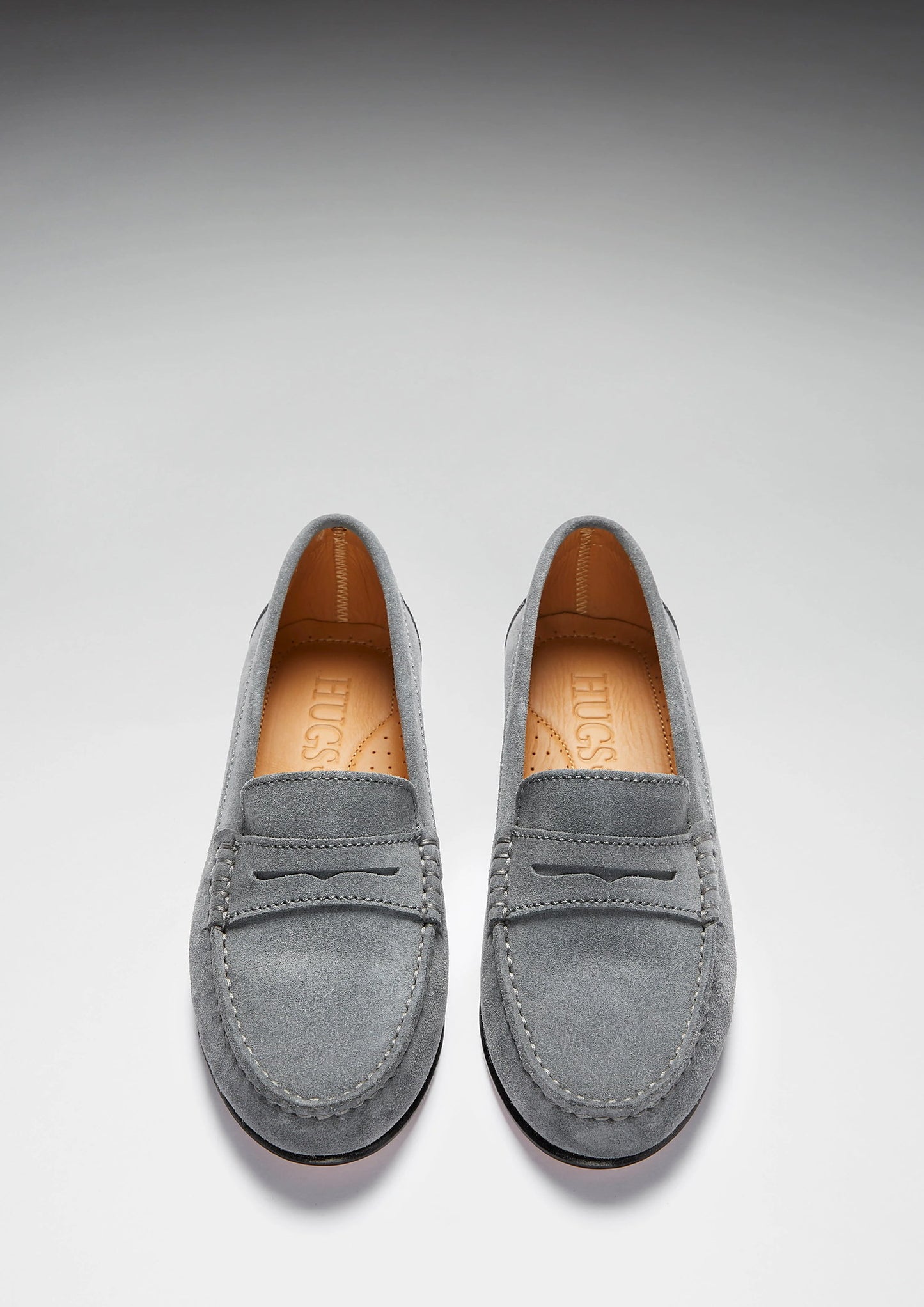 Hugs & Co Womens Penny Loafers Leather Sole Slate Grey Suede EU 36-42 - Sole Detail - QHA UK