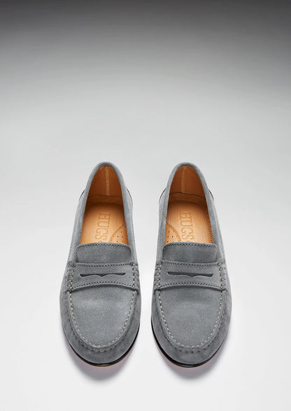 Hugs & Co Womens Penny Loafers Leather Sole Slate Grey Suede EU 36-42 - Sole Detail - QHA UK