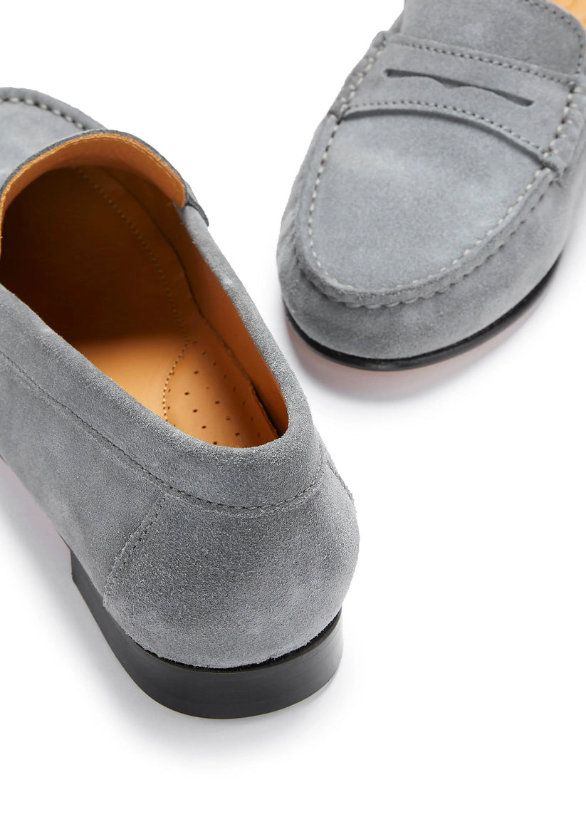 Hugs & Co Womens Penny Loafers Leather Sole Slate Grey Suede EU 36-42 - Sole Detail - QHA UK