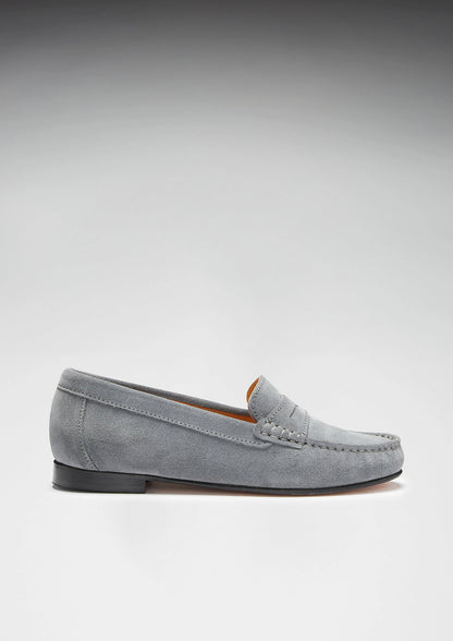 Hugs & Co Womens Penny Loafers Leather Sole Slate Grey Suede EU 36-42 - Sole Detail - QHA UK