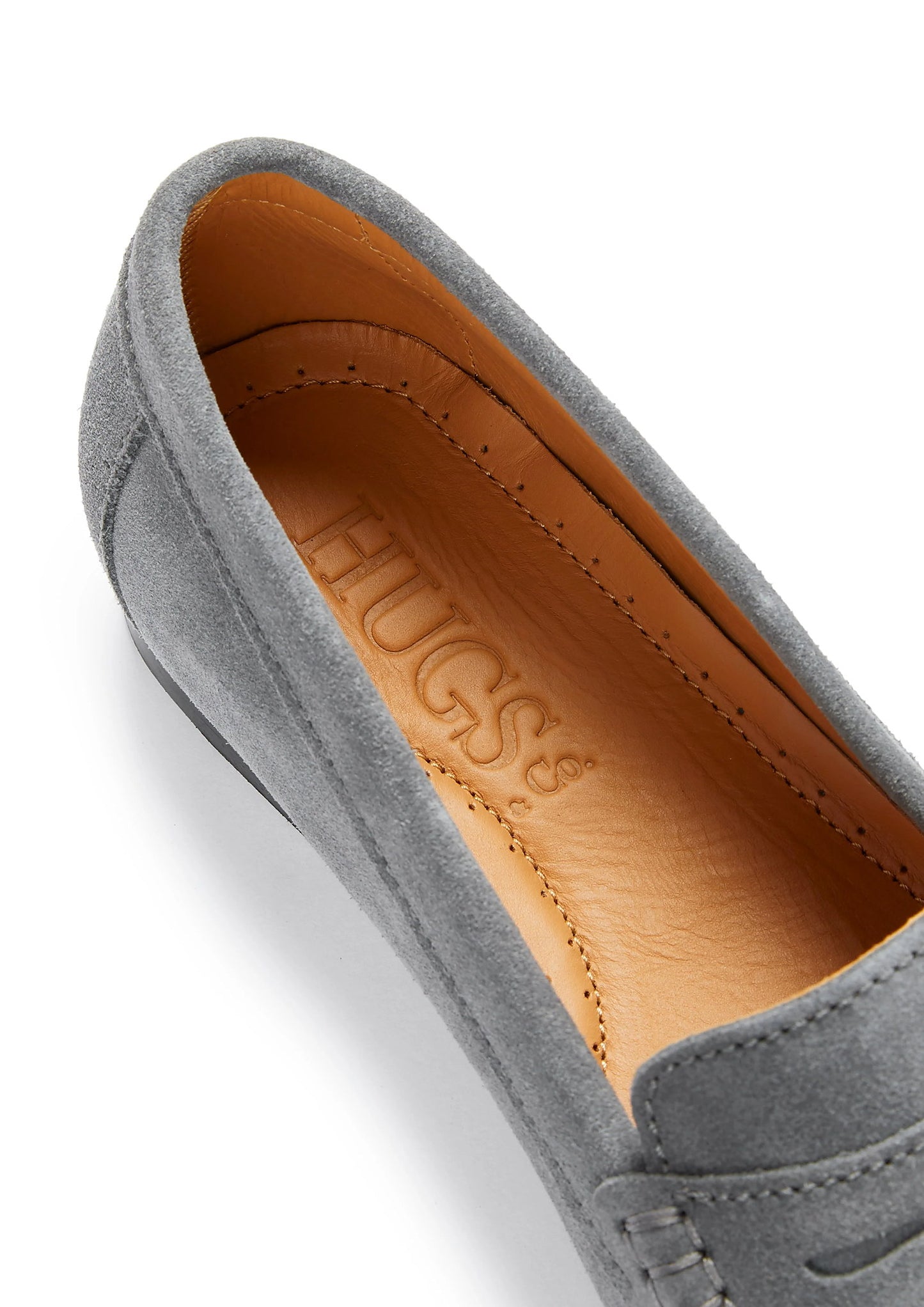 Hugs & Co Womens Penny Loafers Leather Sole Slate Grey Suede EU 36-42 - Sole Detail - QHA UK