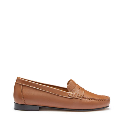 Hugs & Co Womens Penny Loafers Leather Sole Tan Leather EU 36-42 - QHA UK