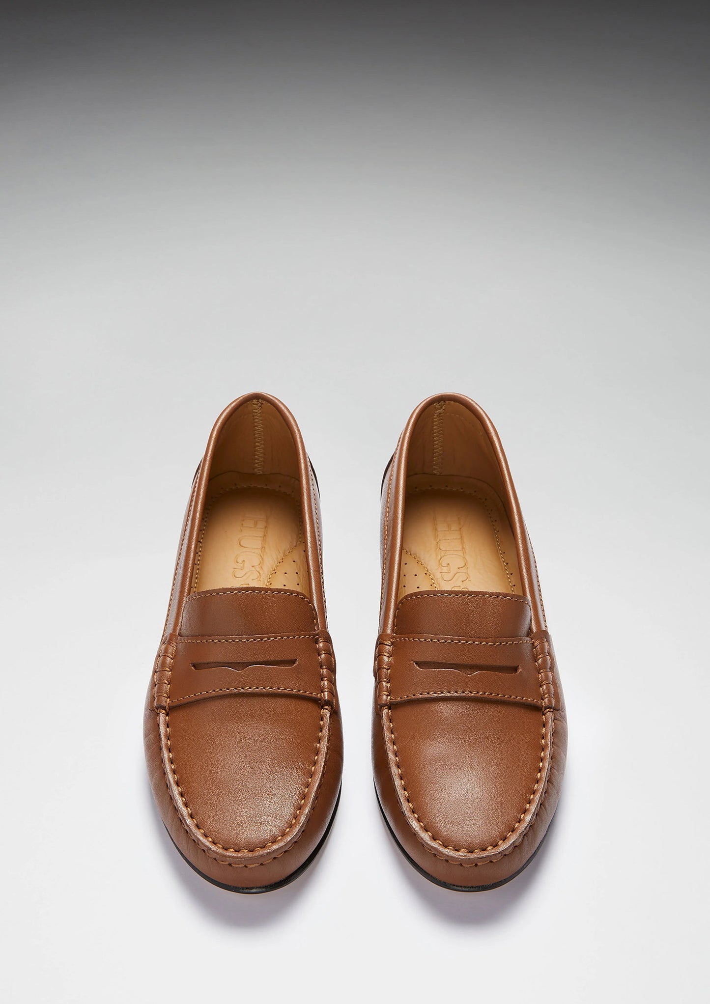 Hugs & Co Womens Penny Loafers Leather Sole Tan Leather EU 36-42 - Sole Detail - QHA UK