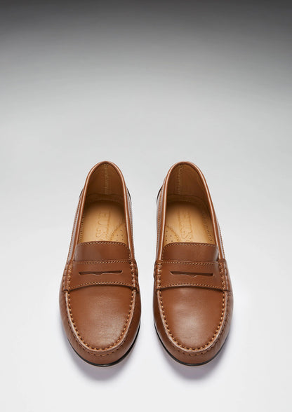 Hugs & Co Womens Penny Loafers Leather Sole Tan Leather EU 36-42 - Sole Detail - QHA UK
