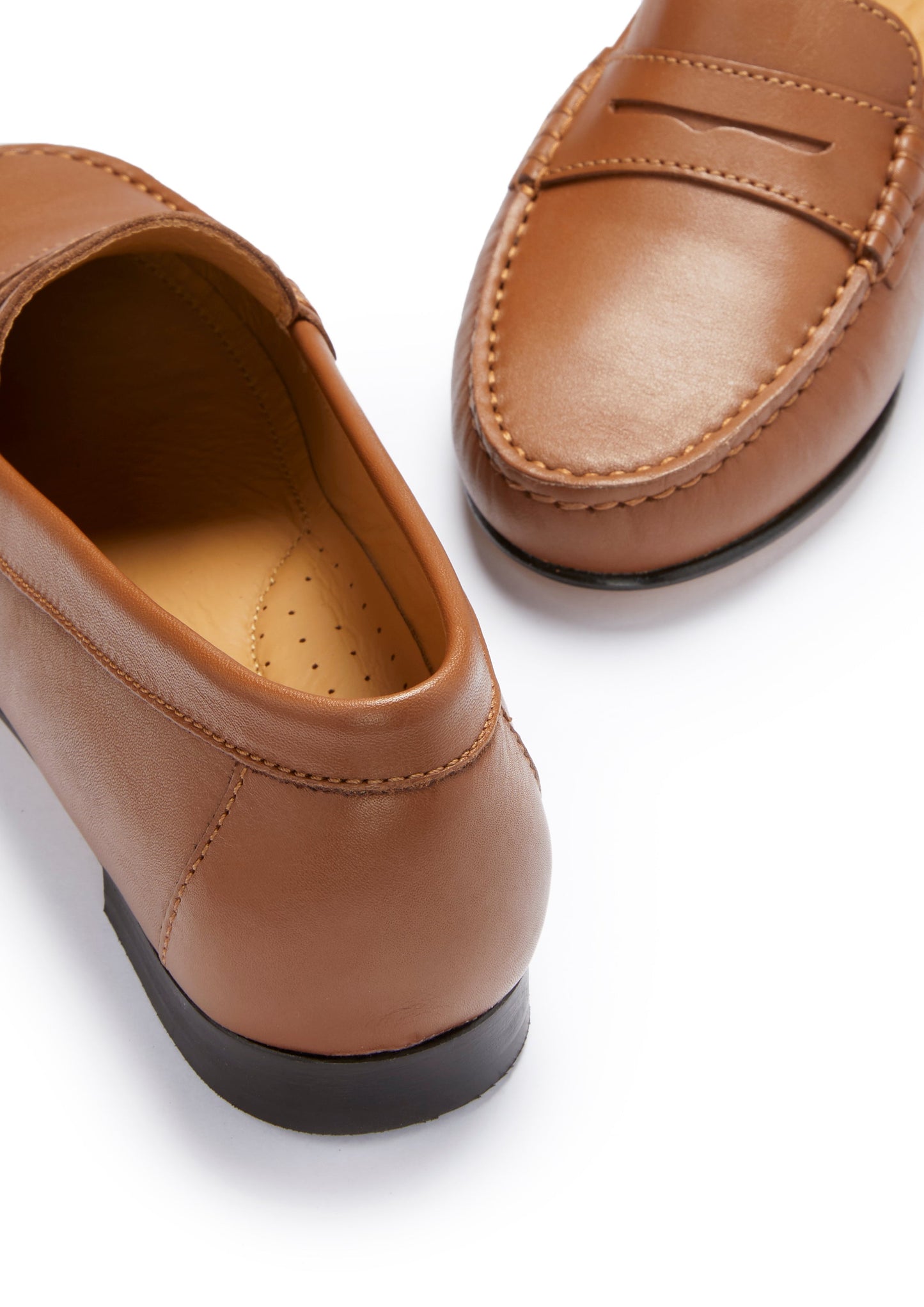 Hugs & Co Womens Penny Loafers Leather Sole Tan Leather EU 36-42 - Sole Detail - QHA UK
