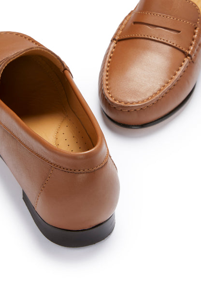 Hugs & Co Womens Penny Loafers Leather Sole Tan Leather EU 36-42 - Sole Detail - QHA UK