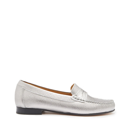 Hugs & Co Womens Penny Loafers Leather Sole Titanium EU 36-42 - QHA UK