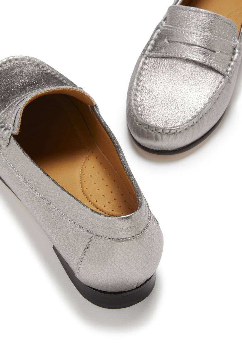 Hugs & Co Womens Penny Loafers Leather Sole Titanium EU 36-42 - Sole Detail - QHA UK