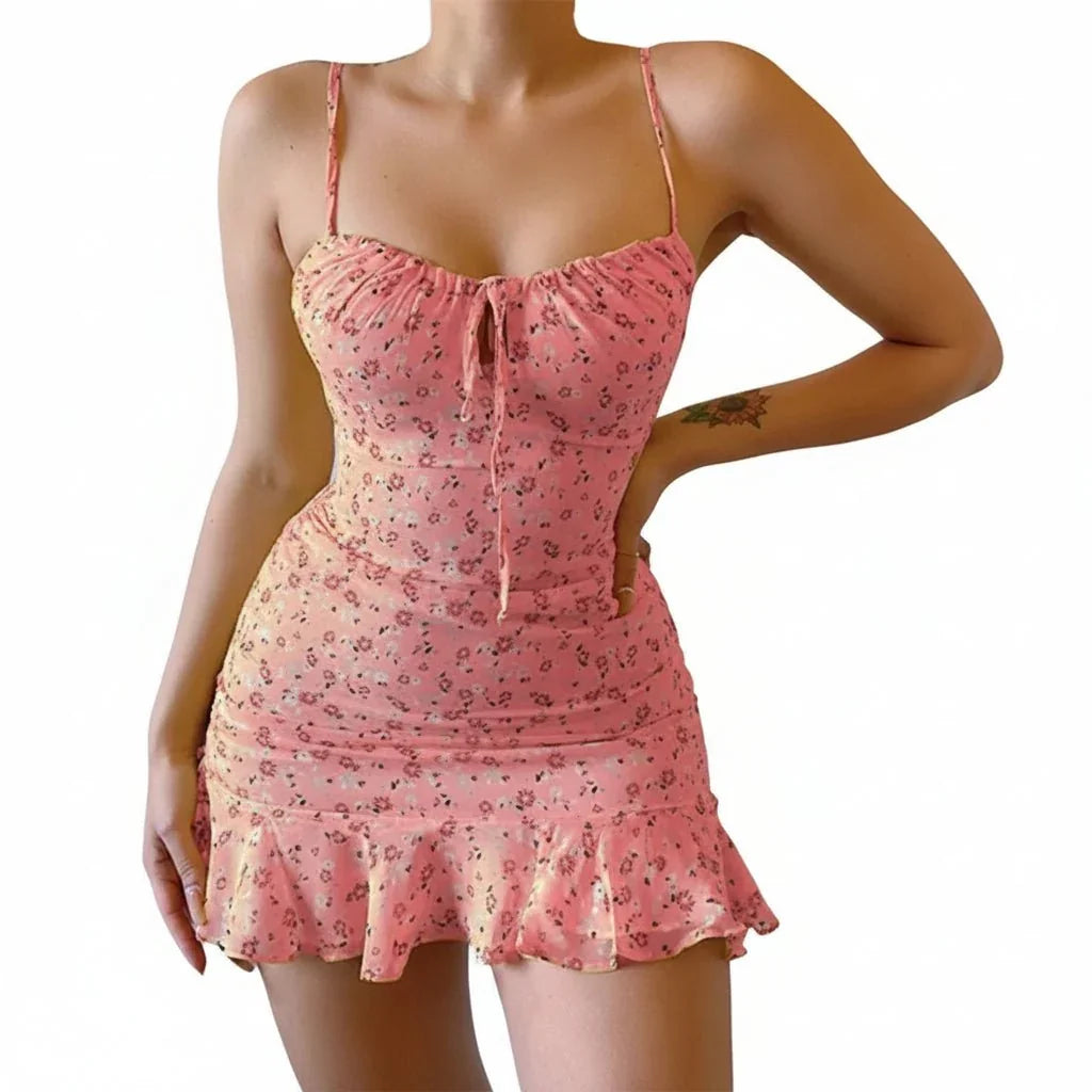 Women's Printed Mini Camisole Dress | Strapless Summer Beach Dress - QHA UK