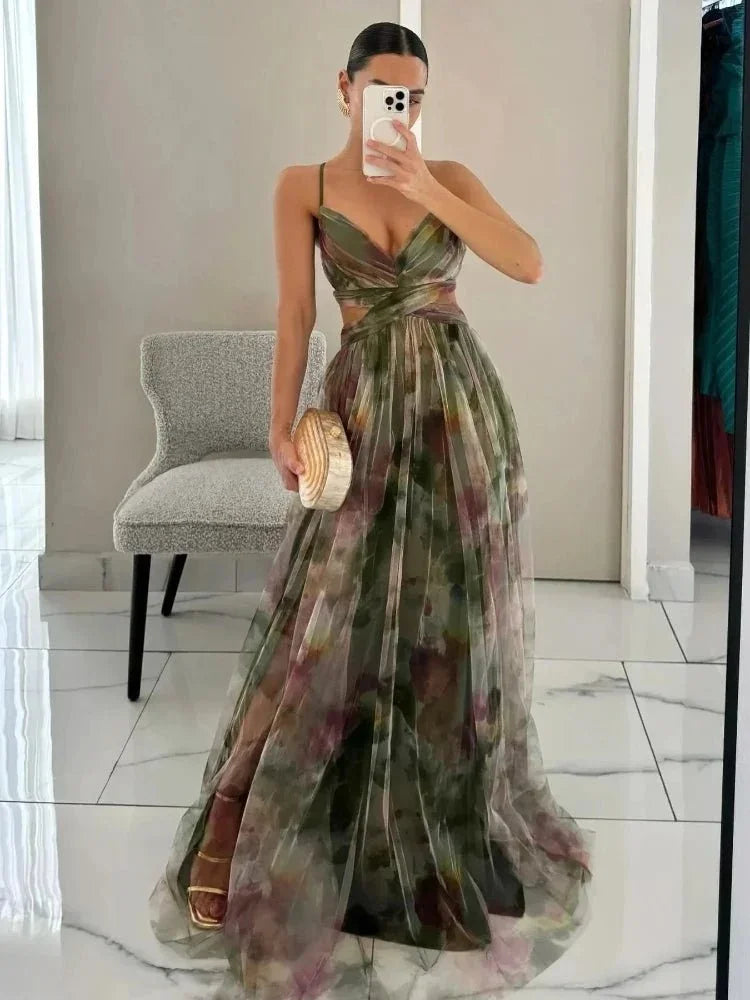 QDMUCHENLUOKE Womens Printed Pleated Party Dress S to XXL - QHA UK