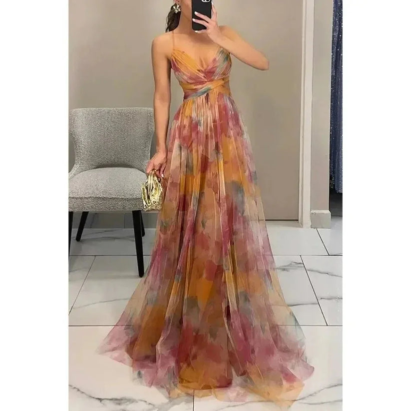 QDMUCHENLUOKE Womens Printed Pleated Party Dress S to XXL - QHA UK