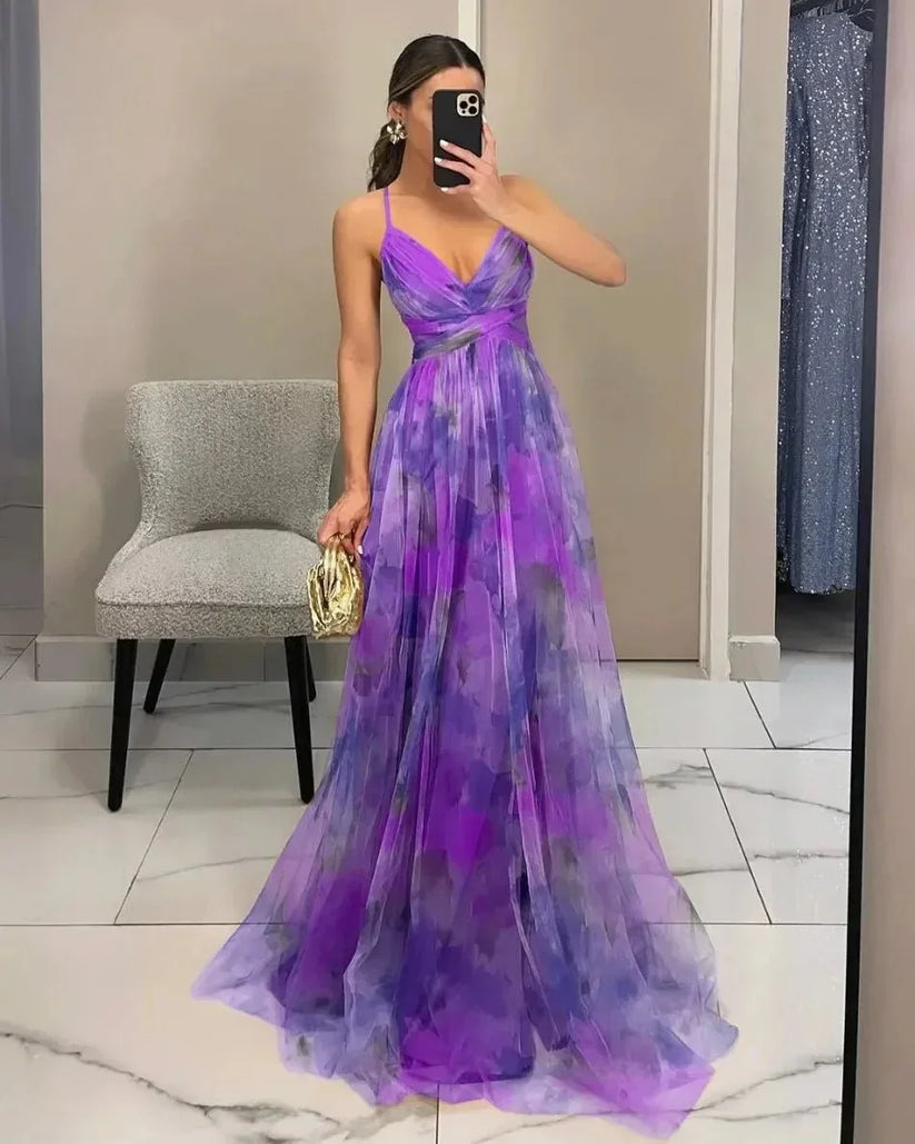 QDMUCHENLUOKE Womens Printed Pleated Party Dress S to XXL - QHA UK