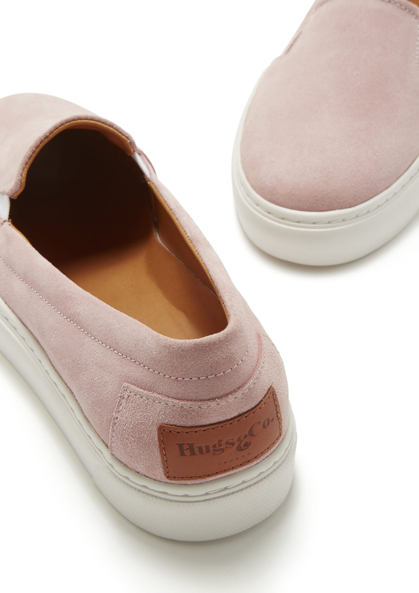 Hugs & Co Womens Slip-On Sneakers Ice Pink Suede EU 36-42 - QHA UK