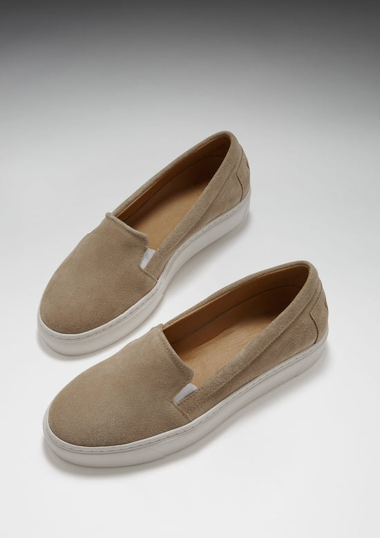Hugs & Co Womens Slip-On Sneakers Taupe Suede EU 36-42 - QHA UK