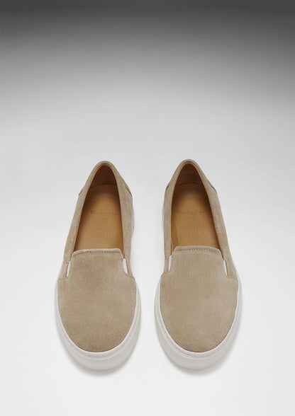Hugs & Co Womens Slip-On Sneakers Taupe Suede EU 36-42 - QHA UK