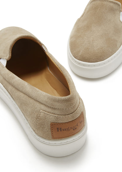 Hugs & Co Womens Slip-On Sneakers Taupe Suede EU 36-42 - QHA UK