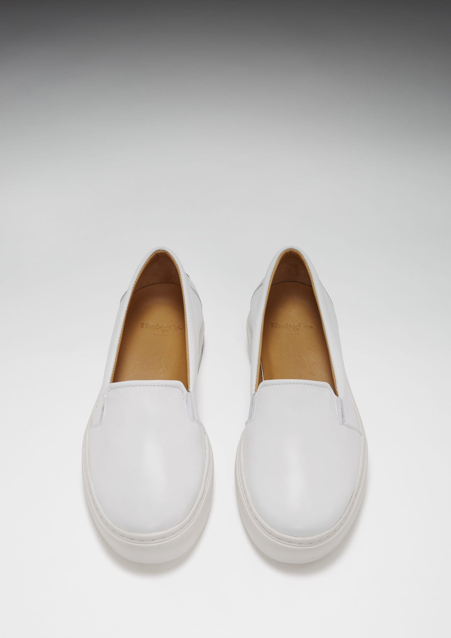Hugs & Co Womens Slip-On Sneakers White Leather EU 36-42 - QHA UK