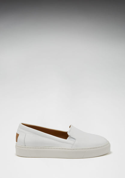 Hugs & Co Womens Slip-On Sneakers White Leather EU 36-42 - QHA UK