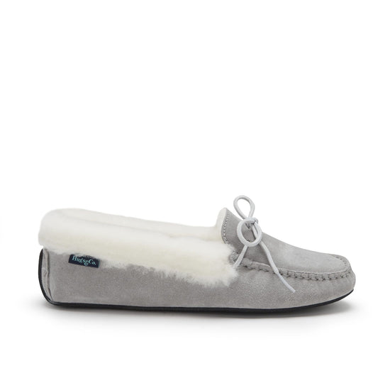 Hugs & Co Womens Slippers Sheepskin Dove Grey Suede EU 36-42 - QHA UK