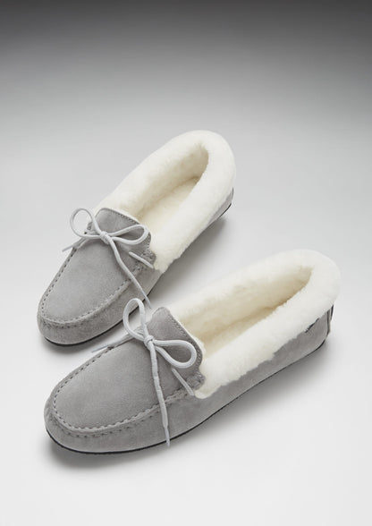 Hugs & Co Womens Slippers Sheepskin Dove Grey Suede EU 36-42 - QHA UK